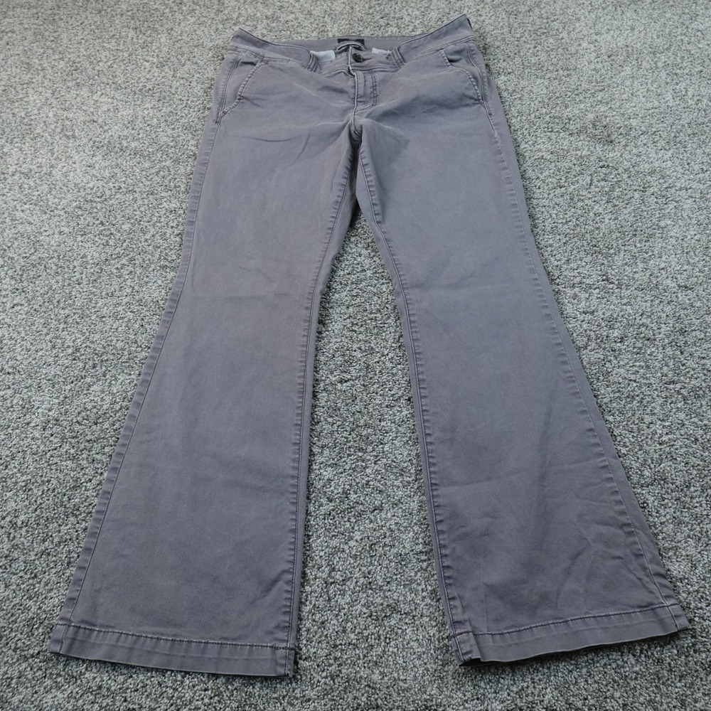 American Eagle Pants Womens 14 Gray Chino Trouser Kick Boot Cut Mid Rise Stretch